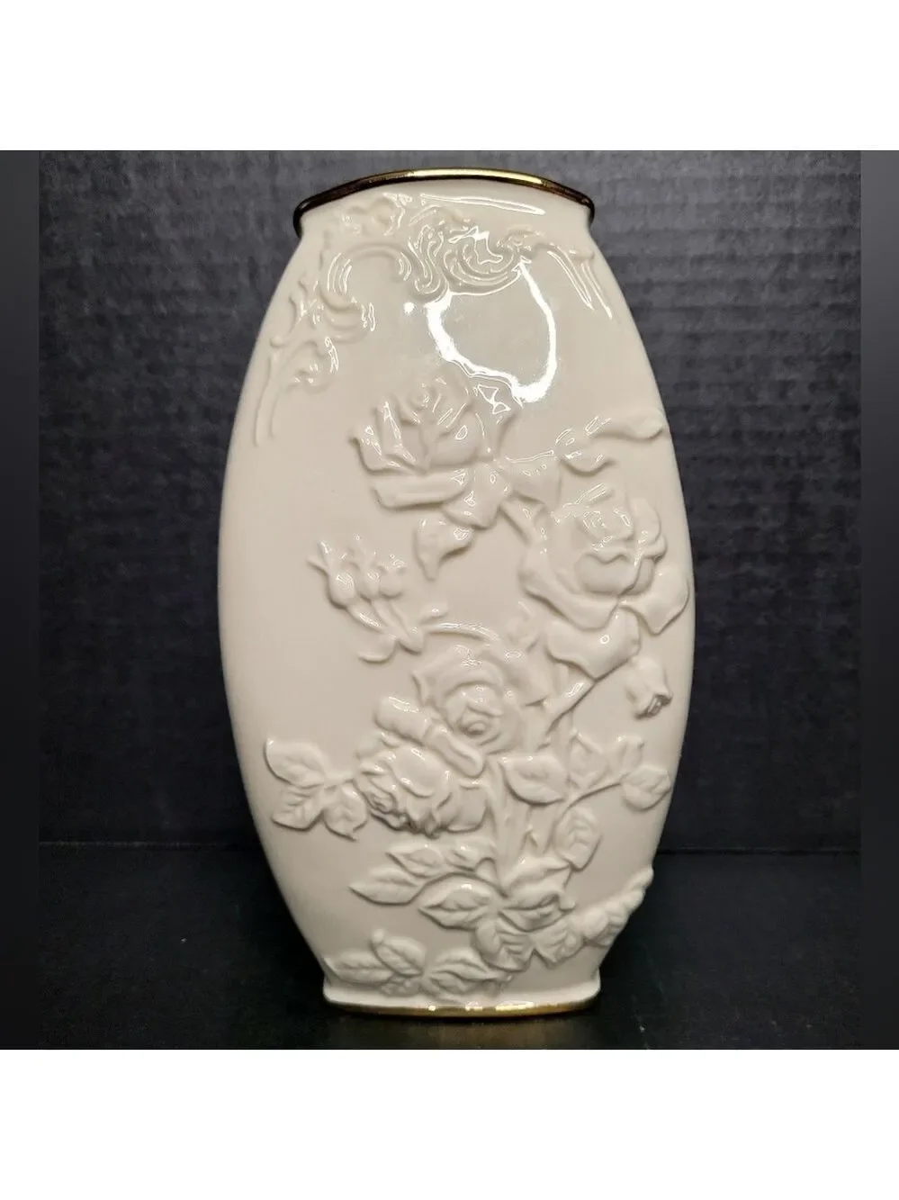 Lenox Squared Off Embossed Roses Vase